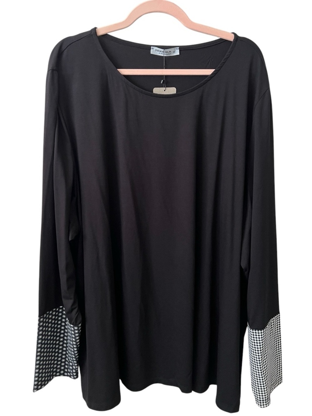 Alembika Tekbika Mono Dot Cuff Tunic Top Black White NWT Size 8 | US 20-22 - Picture 3 of 13